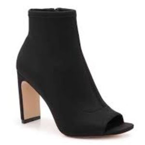 black peep-toe bootie